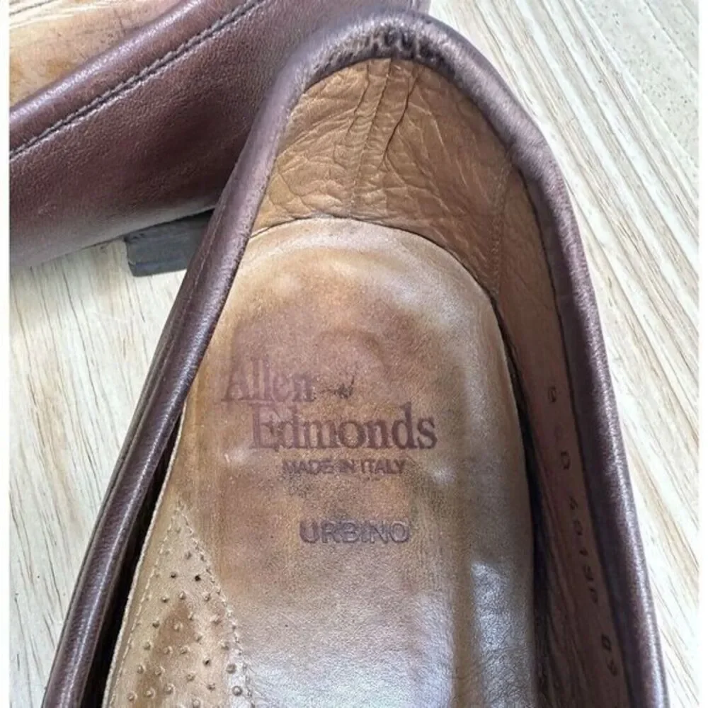 Allen‎ Edmonds Urbino Brown Calfskin Tassel Moccasins Loafers Men's Size 9 D